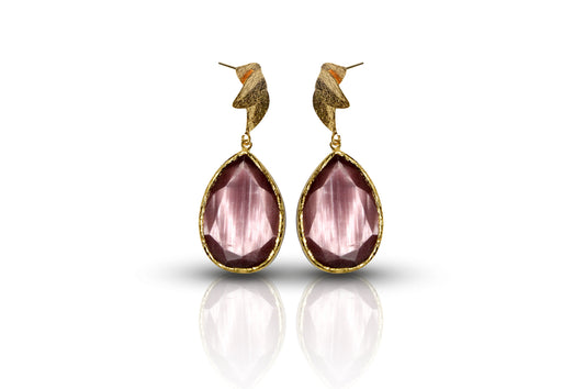 Aurora Purple Tulip Gold Earrings