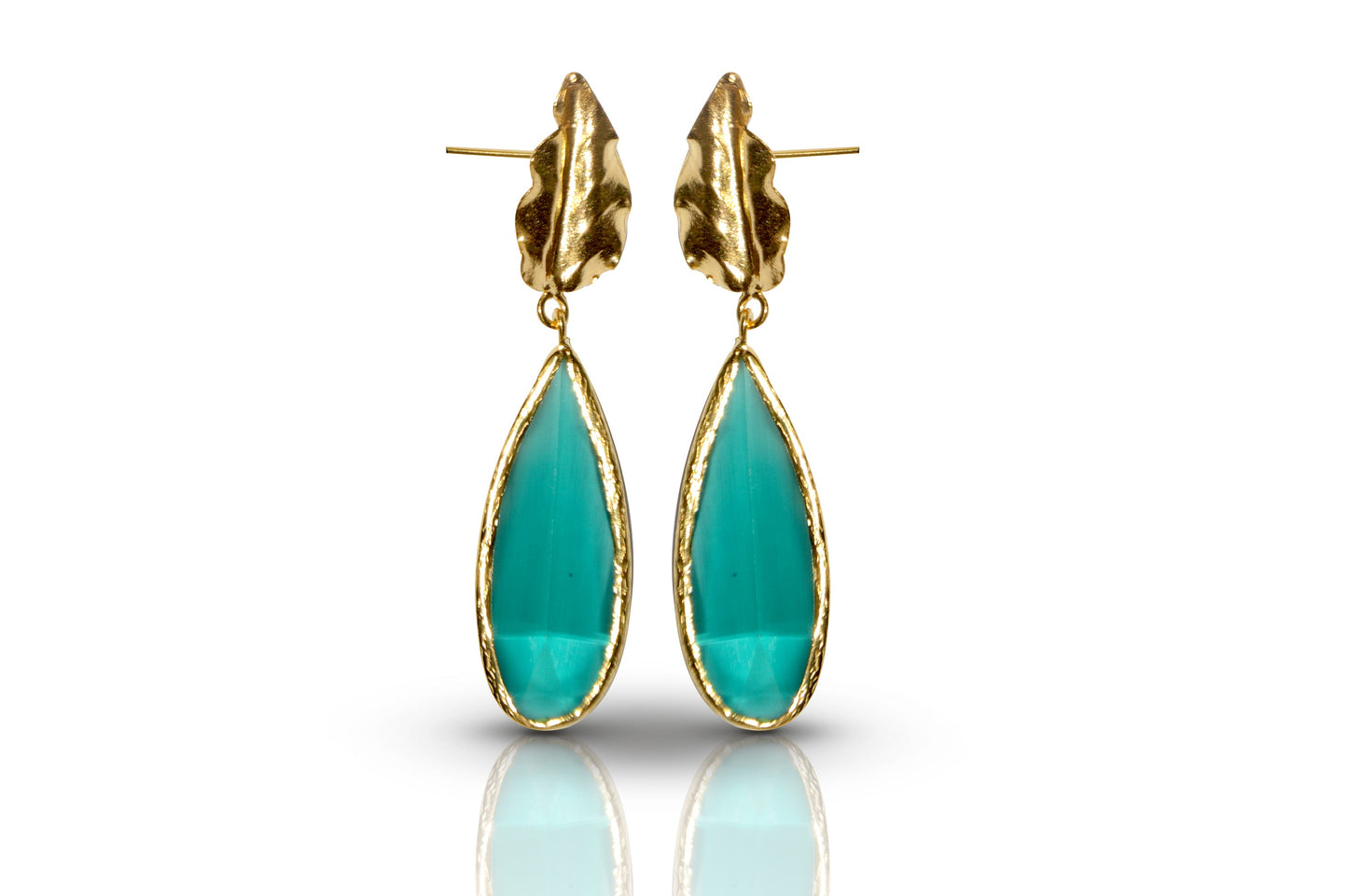 Aurora Pine Leaf Gold Earrings