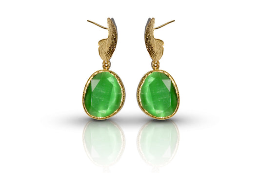 Aurora Green Finger Gold Earrings