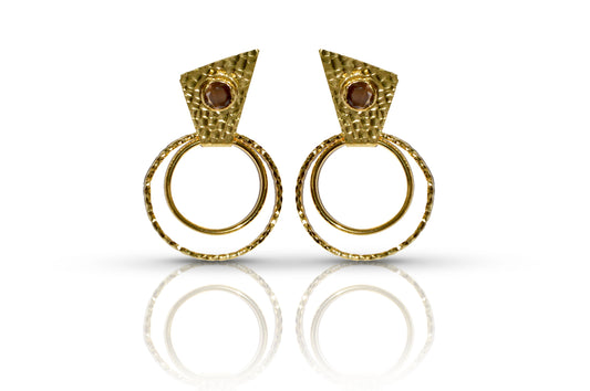 Aurora Brown Circle Gold Earrings