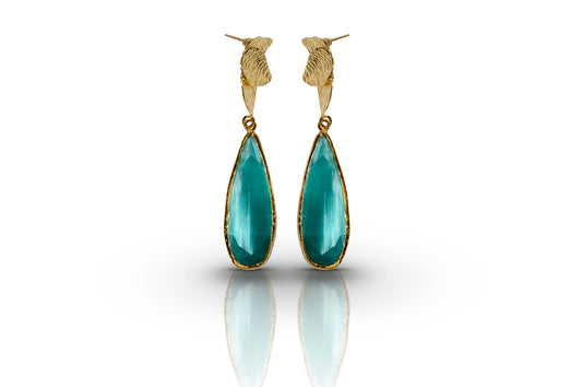 Aurora Turquoise Tulip Gold Earrings