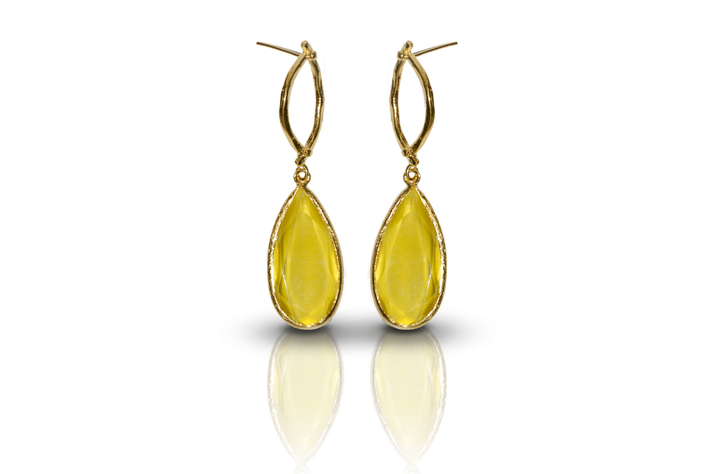 Aurora Mustard Oval Gold Earrings