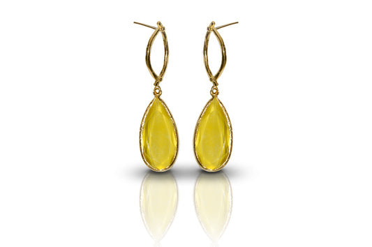 Aurora Mustard Oval Gold Earrings