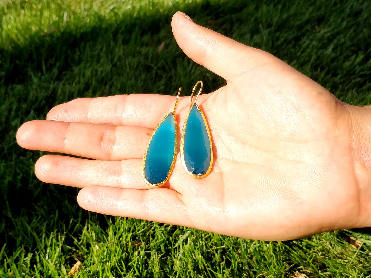 Ocean Blue Gold Earrings