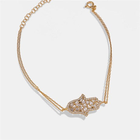 Baguette Zircon Hamsa Bracelet