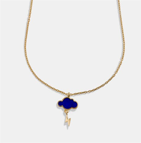 Blue Enamel Saturn Necklace